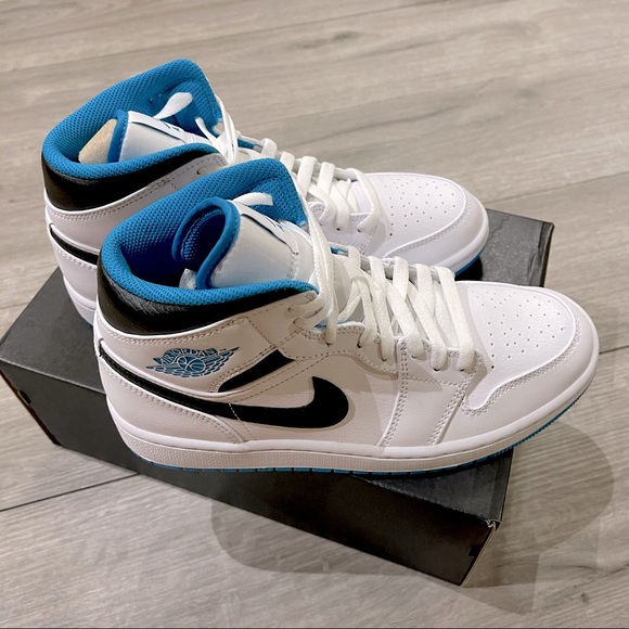 Air Jordan 1 Mid Laser Blue/White/Black - Picture 8 of 10